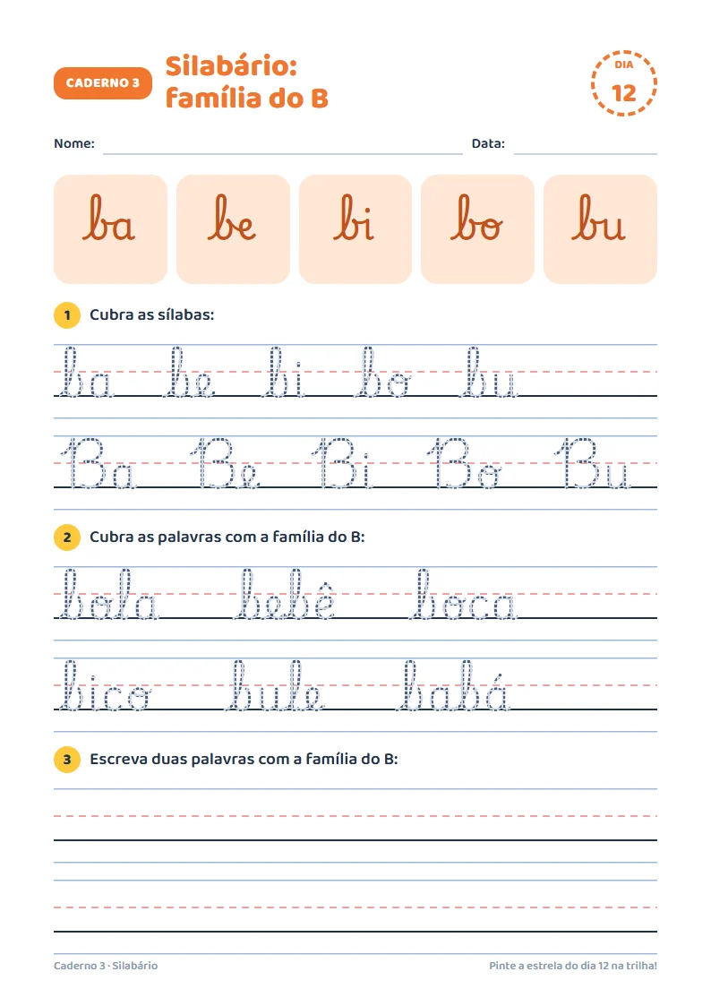 Caderno 3: silabário, família do B